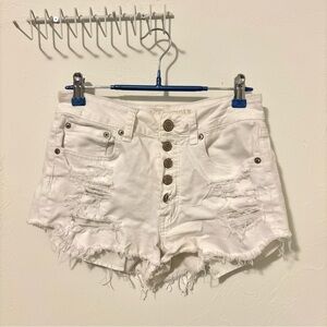 American Eagle White High Waist Festival Jean Shorts
